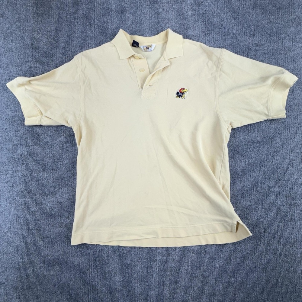 Kansas Jayhawks Shirt Mens Medium Yellow NCAA Golf Polo Cutter & Buck